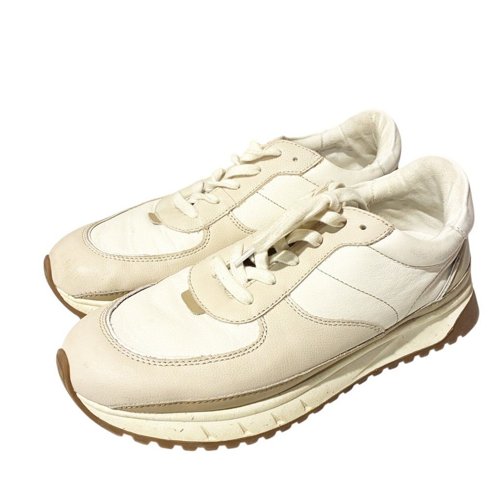 Madewell Cream Brown Kickoff Trainer Sneaker Low Top Womens Size 10‎ B